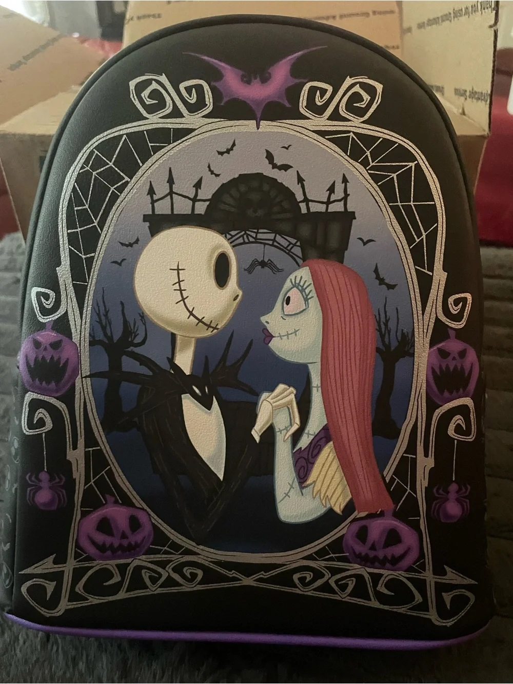 Loungefly The Nightmare Before Christmas Jack & Sally Pumpkin Frame Backpack